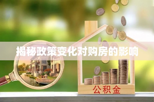 西峡揭秘政策变化对购房的影响